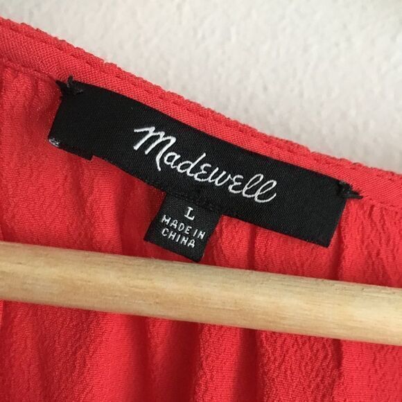 Madewell Red Lace-up Flutter Casual Dress - Picture 6 of 8